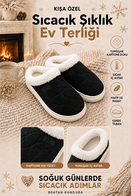 Women's Thick-Soled Fur Lined Warm Lined Winter Saddle Indoor Outdoor Indoor Slippers Street Fashion