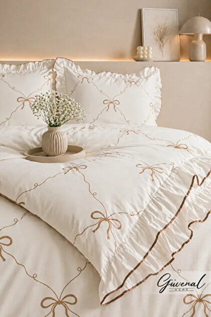 Queen Ruffled Double 100% Cotton Ranforce Duvet Cover Set | Bedspread | Pillowcase | Duvet Cover | Dowry