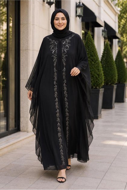 Chiffon Dress with Cape Detail 20986