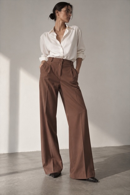 Women's Brown High Waist Palazzo Trousers