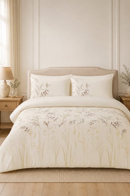 Salix Double Elastic Sheet Duvet Cover Set - White