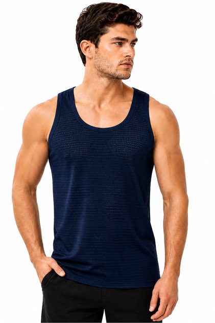 2-Pack Men's Bamboo Undershirts with Holes, Jacquard, Breathable, Flexible, Casual Underwear