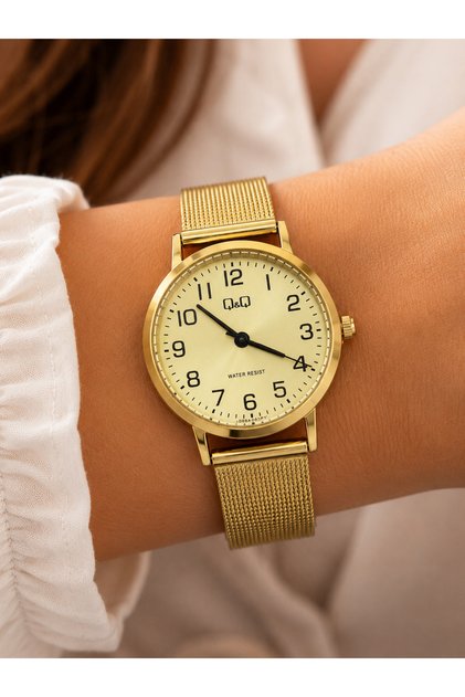 Women's Wristwatch Gold Color Mesh Steel Band Casual and Stylish Combination Japanese Movement Gift Boxed