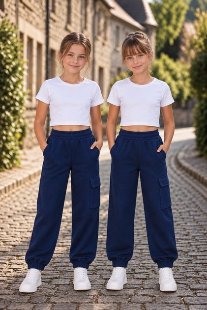 Busekids Unisex Kids' 2-Piece Cargo Pocket Elastic Cuffed Sweatpants Unprinted Multi-Colored – Crop Not Included