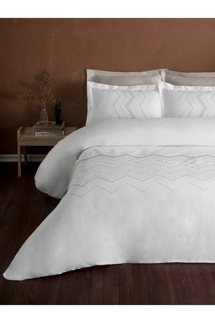 Nova Embroidered Cotton Satin Double Duvet Cover Set