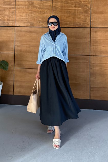 Women's Draped Tencel Fabric Long Skirt with Elastic Waist