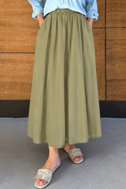 Women's High Waist Flowy Tencel Fabric Long Maxi Skirt