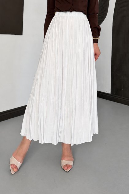 Women's Elastic Waist Crinkled Modal Fabric Long Crush Skirt