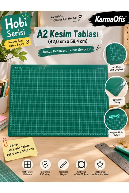 A2 Kesim Tablası 42 x 59,4 cm – Grid Çizgili Kesim Matı | Hobi ve Tasarım