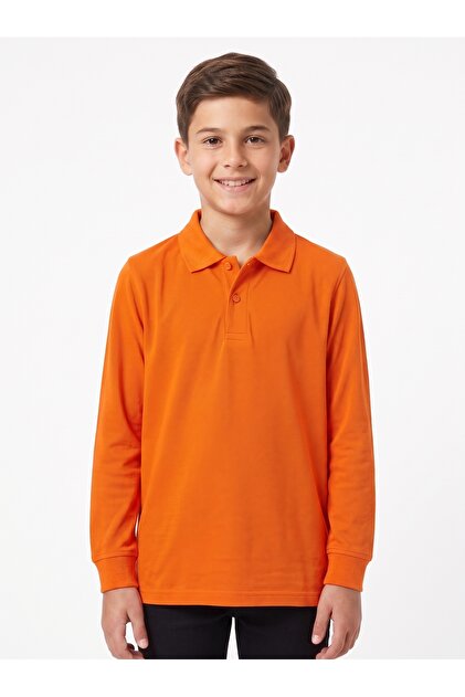 Girls and Boys 100% Cotton Lakos Long Sleeve Polo Collar School T-Shirt