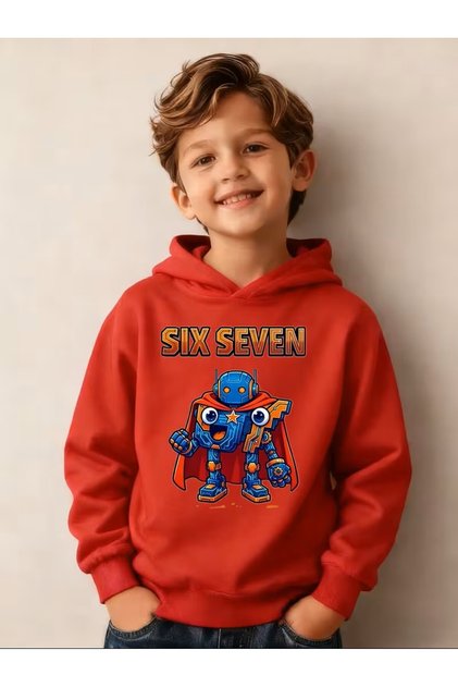 Children's Hooded Sweatshirt New Cartoon 67 Pattern Print Fall/Winter Kids Sweatshirt,3-4 11 12 Years Boys Long Sleeve Sweatshirt, Kids Sport Long Sleeve,