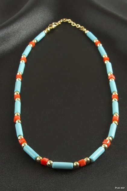 Ilkestor Turquoise Beads (20546) Crystal Necklace