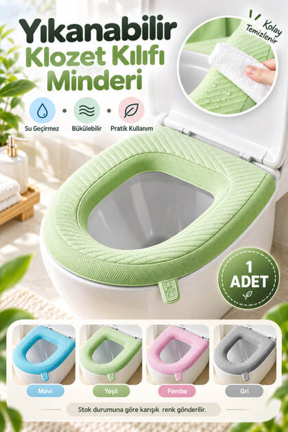 Yıkanabilir Bükülebilir Klozet Kılıfı Minderi Su Geçirmez Yumuşak Tuvalet Kapağı Süngeri 1 Adet