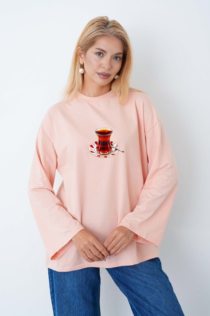 Tea Cup Printed Long Sleeve Body Suit Suitable for Hijab