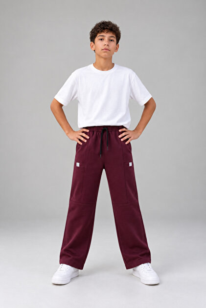 Boys' Elastic Waist, Lace-Up, Wide-Leg, Comfortable Cut Sweatpants