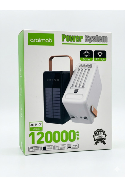 All-In-One Travel Charger (Power System) 120,000 Mah with Lighting and Solar Panel