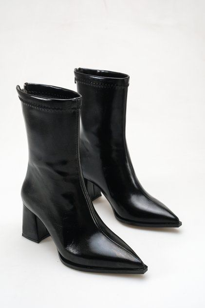Women's Pointed Toe Zippered Thick Heeled Stylish Daily Boots
