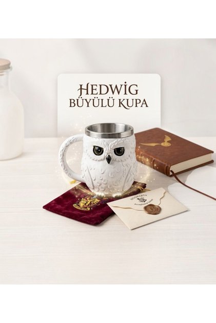 Harry Potter Hedwig Tasarımlı 3D Kabartmalı Kupa Bardak - Kar Baykuşu Figürlü Hediyelik Kupa