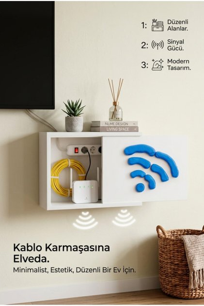 Wooden Printed Wall Mounted Fuse Box Storage Decorative Modem Wifi Cable Organizer Box