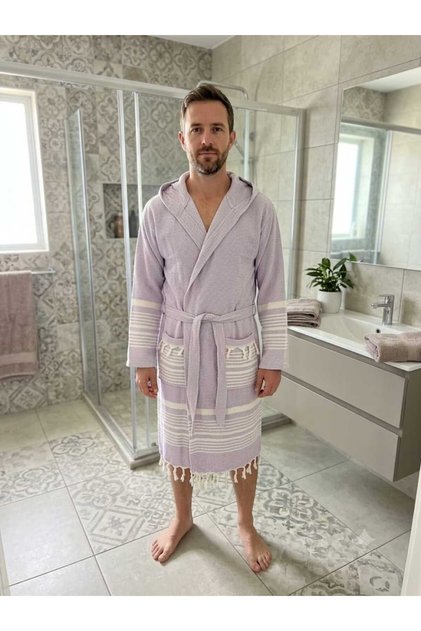 Men's Peshtemal Bathrobe, Moraca Peshtemal Bathrobe, Cotton Peshtemal Bathrobe