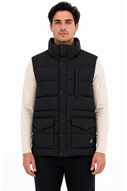 All Weather Cozy Fit Full Zip Vest S2620193 Şişme Erkek Yelek SİYAH