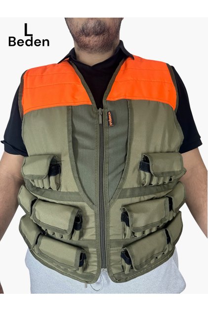 Avcı Yeleği (L Beden) - 50 Adet Kapasiteli - 12CAL (HAKİ)