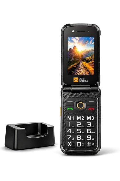 هاتف M8 المتين ذو الغطاء القلاب، هاتف خلوي بخاصية 4G، مقاوم للماء والصدمات