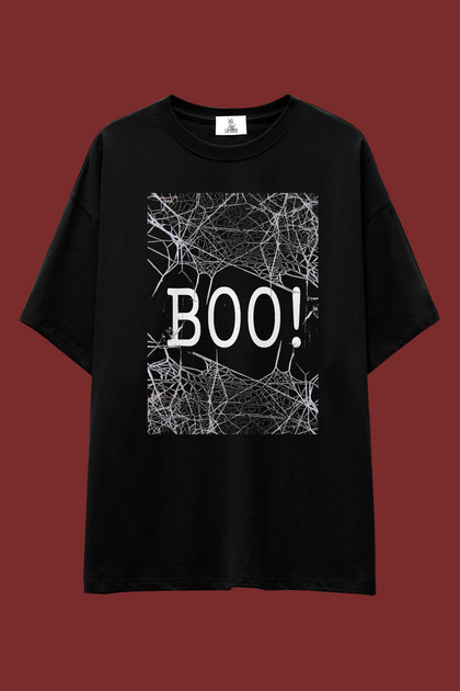 Halloween Black Loose Fit T-Shirt | Unisex 100% Cotton Halloween Themed Printed Custom Design Tee