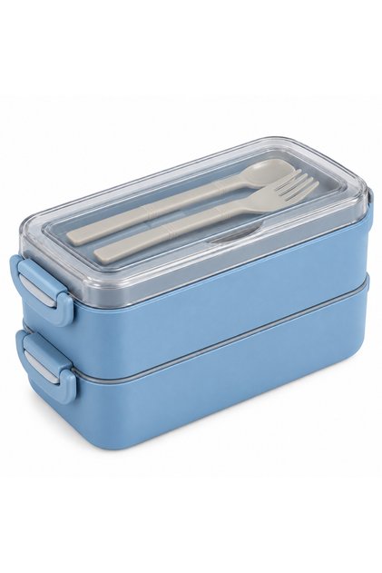 Caserolă cu 2 Compartimente, 900 ml, Tacâmuri Incluse, BPA Free, 22 x 12 x 11,5 cm