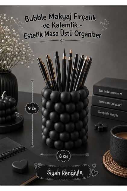 Bubble Makyaj Fırçalık ve Kalemlik - Estetik Masa Üstü Organizer 9CM