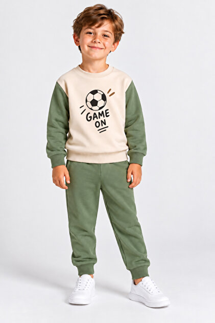 Boy's Top and Bottom Set, Green, Seasonal, 100% Cotton