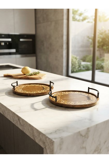 "Premium Serving Tray Set with Handles – Elegant Design for Entertaining – 2 Pieces"