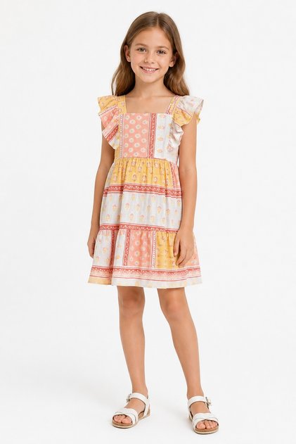 Girl's Ruffle Dress Multi Color