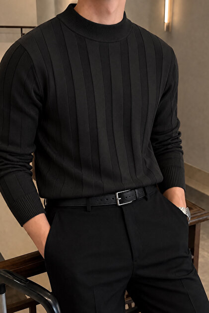 Men's Regular Fit Half-Throat Mercerized Sweater Sweatshirt