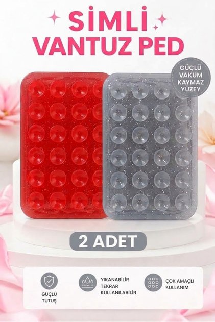 2 Pieces of Glittery Silicone Phone Holder with Suction Cups, Vacuum Non-Slip Adhesive Surface