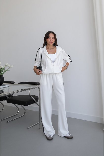 Ecru Striped Tracksuit Set