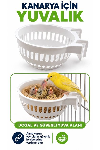 Kanarya İçin Kafese Takılabilir Plastik Yuva Sepeti