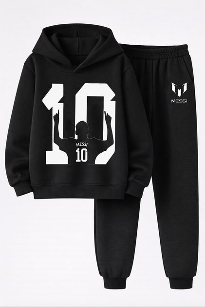 Lionel Messi Printed 3-Yarn Quality Sweatshirt and Trackpants Kids' Top-Bottom Set