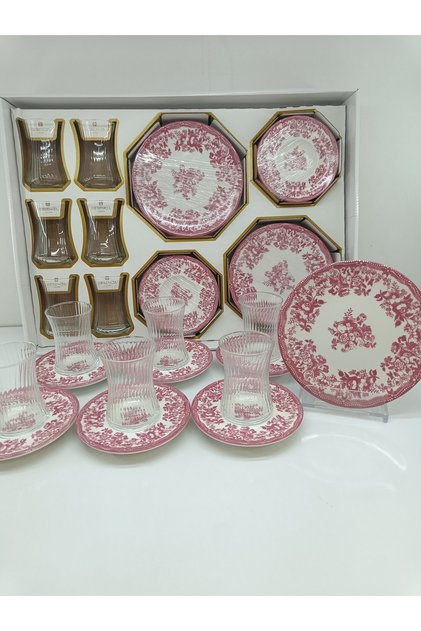 18 Piece Herenica Tea and Dessert Set 6 Tea Cups 6 Tea Plates 6 Dessert Plates