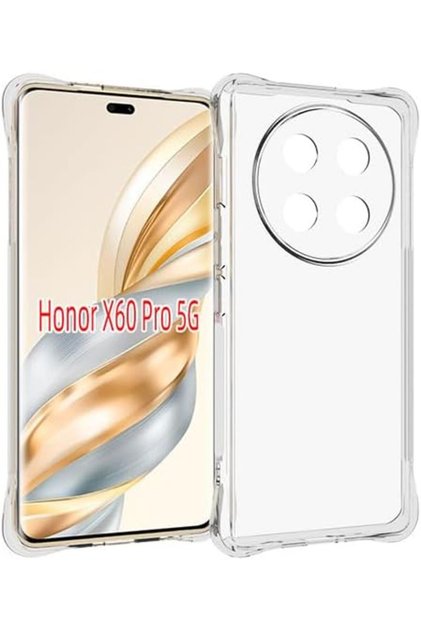 غطاء هاتف خلوي مرن من مادة TPU بأربع زوايا لامتصاص الصدمات لهاتف Honor X9c 5G شفاف