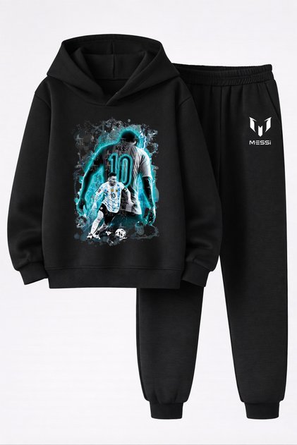 Lionel Messi Printed 3-Yarn Quality Sweatshirt and Trackpants Kids' Top-Bottom Set