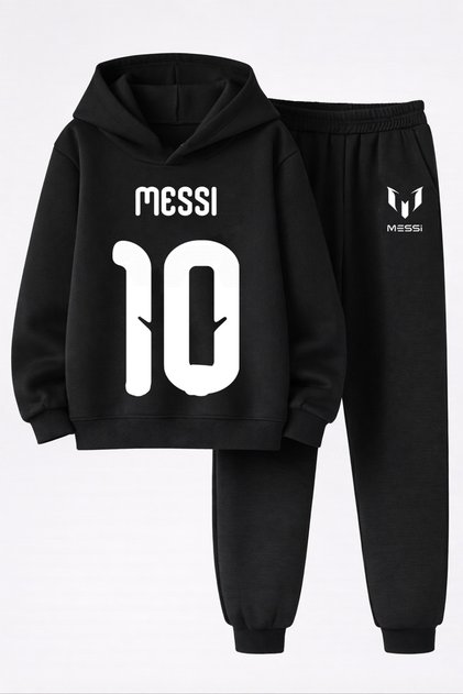 Lionel Messi Printed 3-Yarn Quality Sweatshirt and Trackpants Kids' Top-Bottom Set