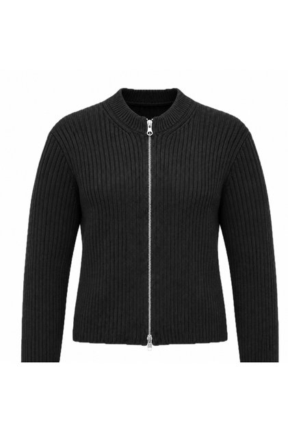 Crew Neck Reversible Zipper Ribbed Knitwear Cardigan Aw26Hi0033
