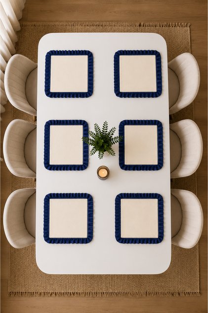 6-Piece Ruffled American Service Plate Set – Cream Color Stylish and Decorative Table Presentation Set