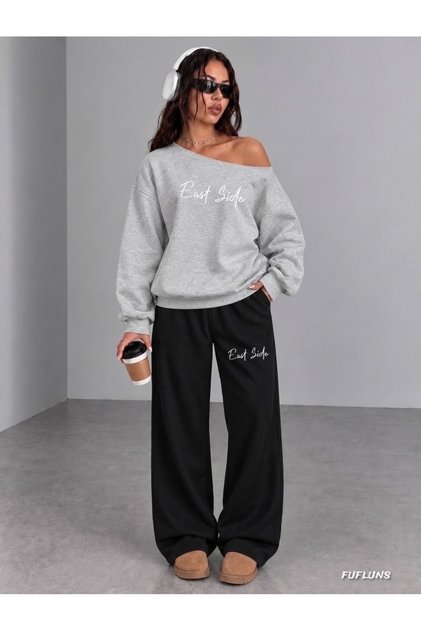 EAST SIDE BEDRUCKTES DAMEN-SWEATSHIRT UND HOSE TRAININGSANZUG-SET