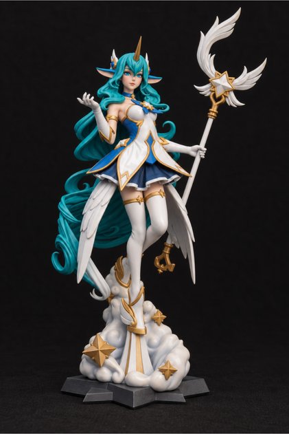 Yıldız Muhafızı Soraka Figür (30cm) - League of Legends Profesyonel Airbrush Boyalı 3D Reçine Baskı Büyük Boy Oyun Karakter Heykeli Support Destek Ambulans Soraka Hediyelik