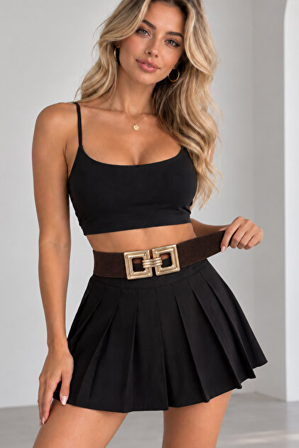 Women's 6 cm Thick Elastic Flexible Metal Buckle Waist Belt Mfr5019