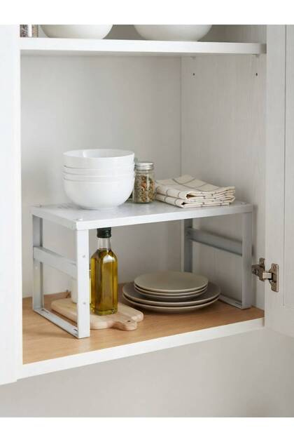 Multi-Purpose Metal Organizer Shelf - White Kitchen Cabinet and Refrigerator Organizer 31.5 X 13 X 16.5 cm