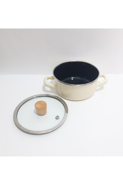 16 cm Enamel Colorful Pot 1500 ml Cooking Pot Enamel Storage Container