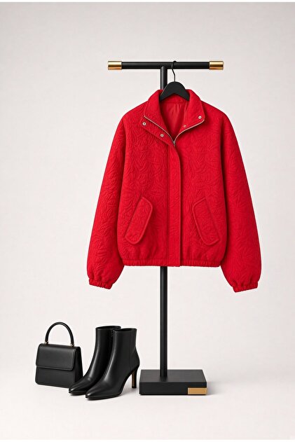 Imported Fabric Asterli Quilted Bomber Jacket
